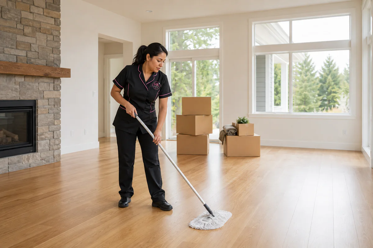 Professional move-out cleaning in an empty residential home